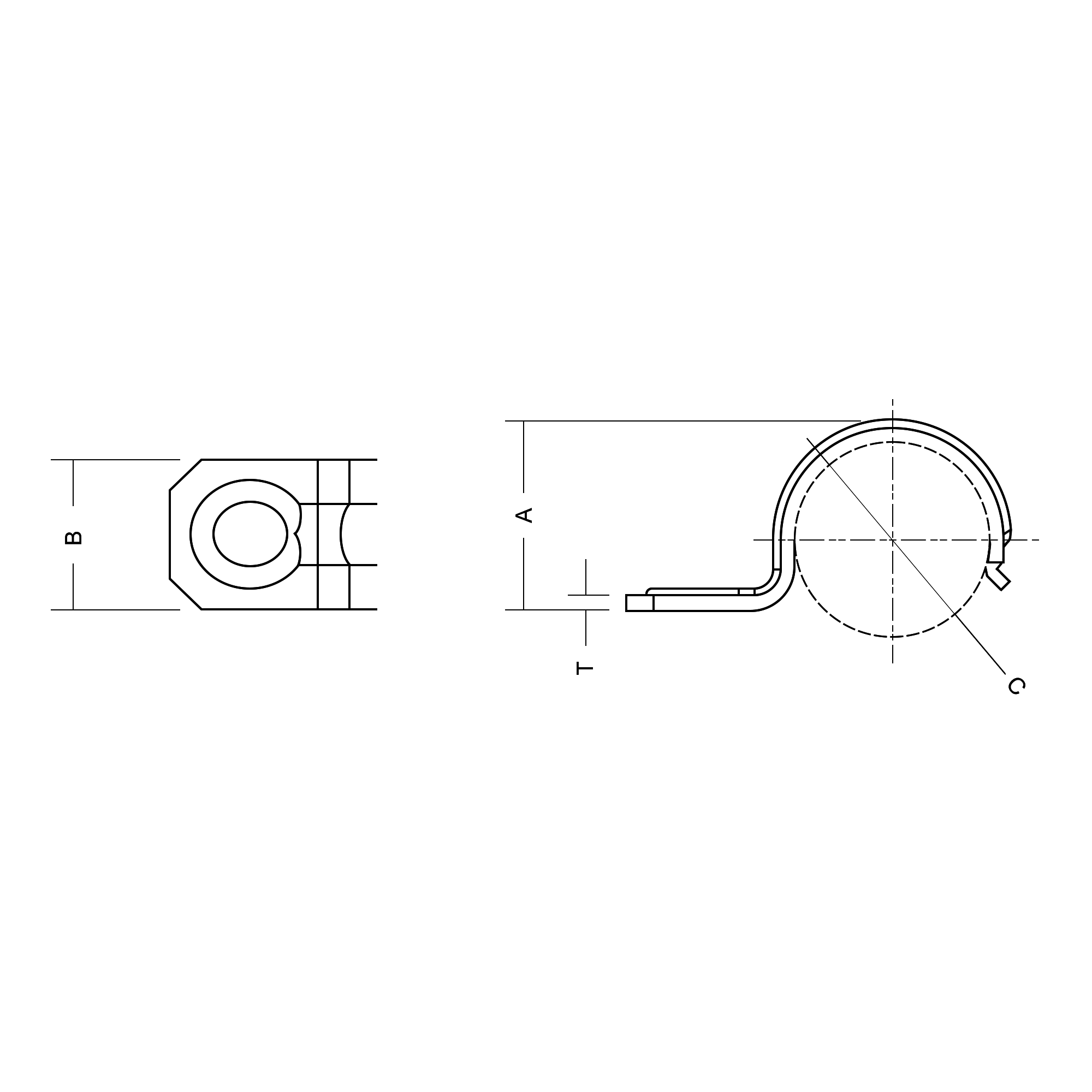 One Hole Strap - Technical Drawing