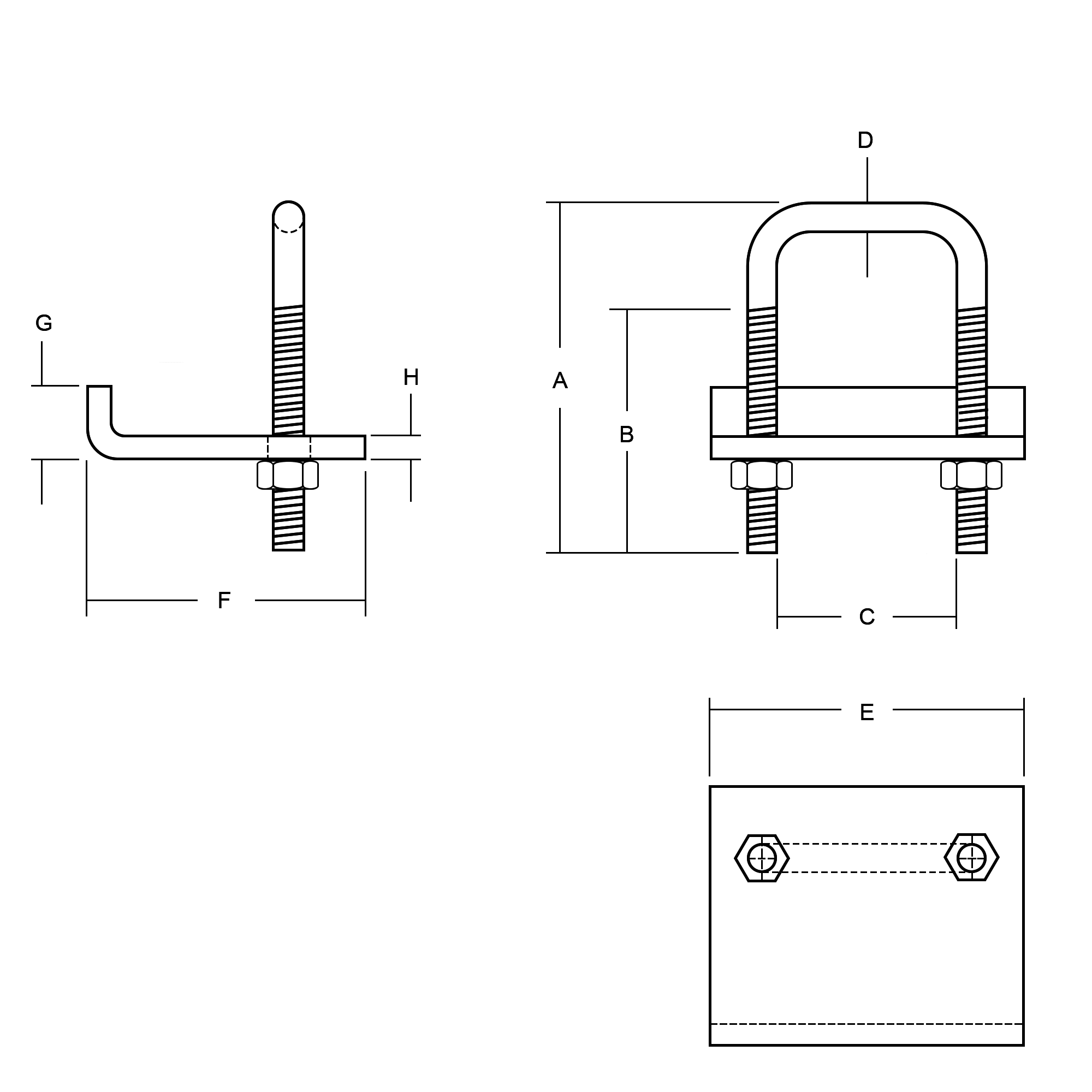 Right-Angle Beam Clamp - Technical Drawing