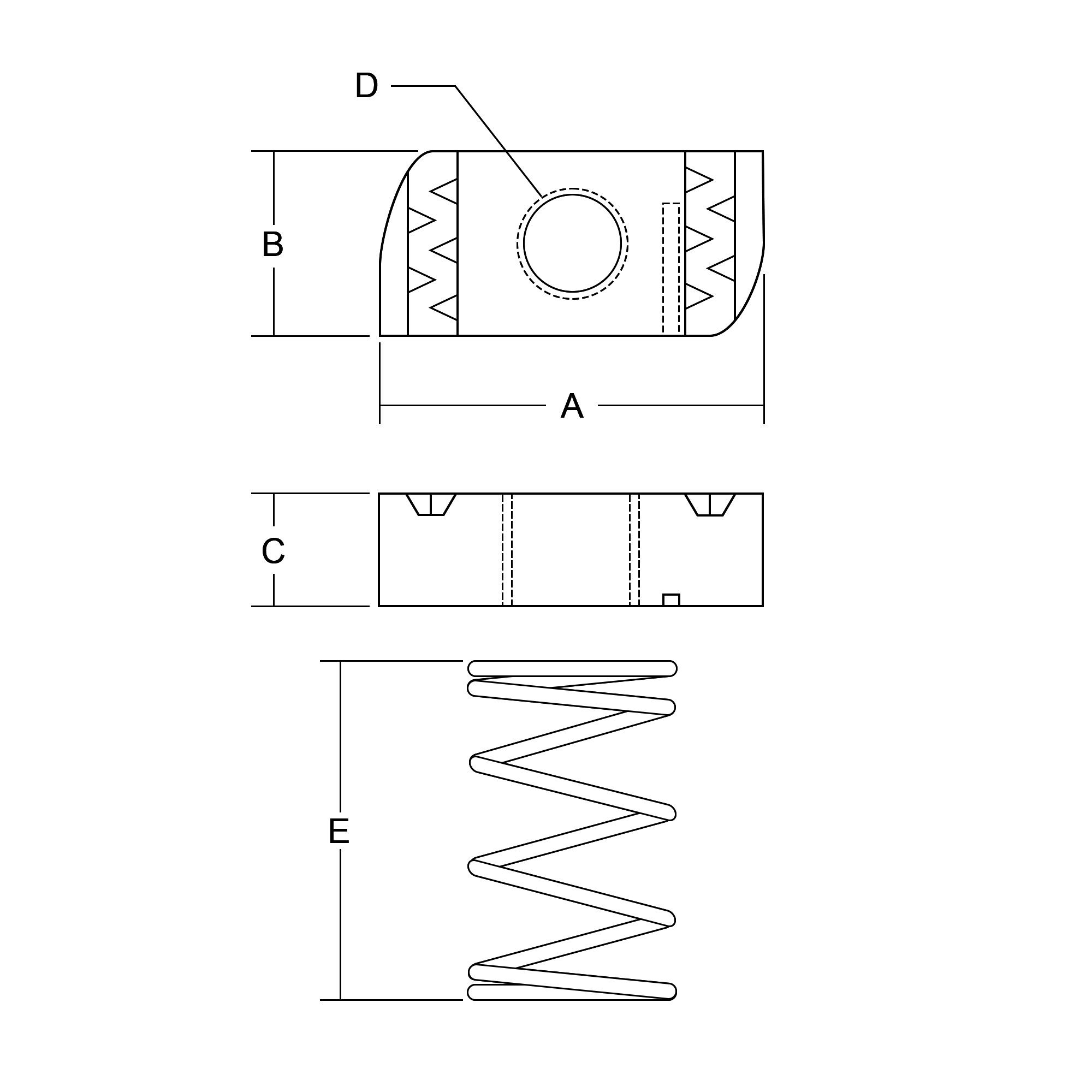 Spring Channel Nut - Technical Drawing