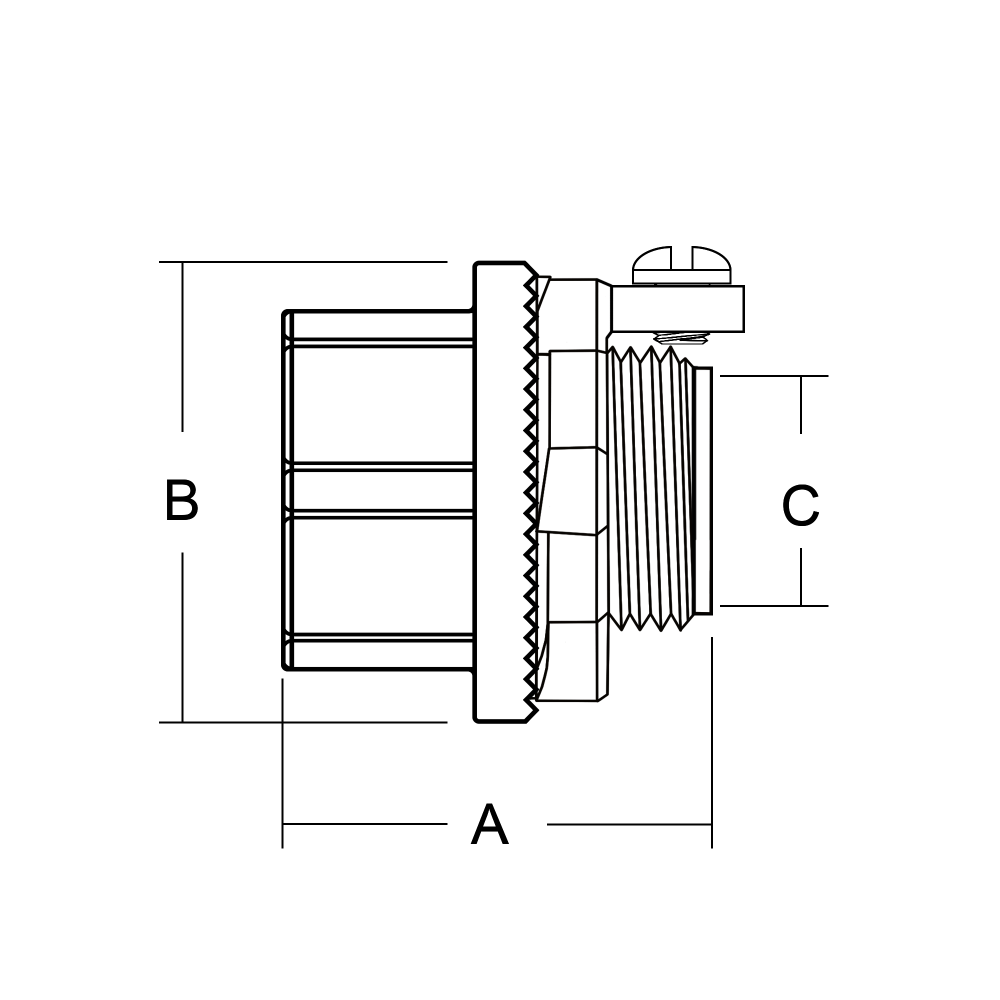 Watertight Grounding Hubs - Technical Drawing