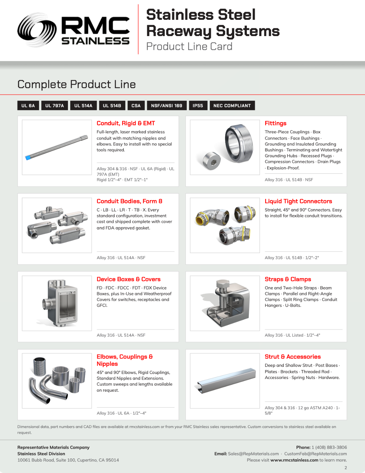 RMC Stainless Product Line Card