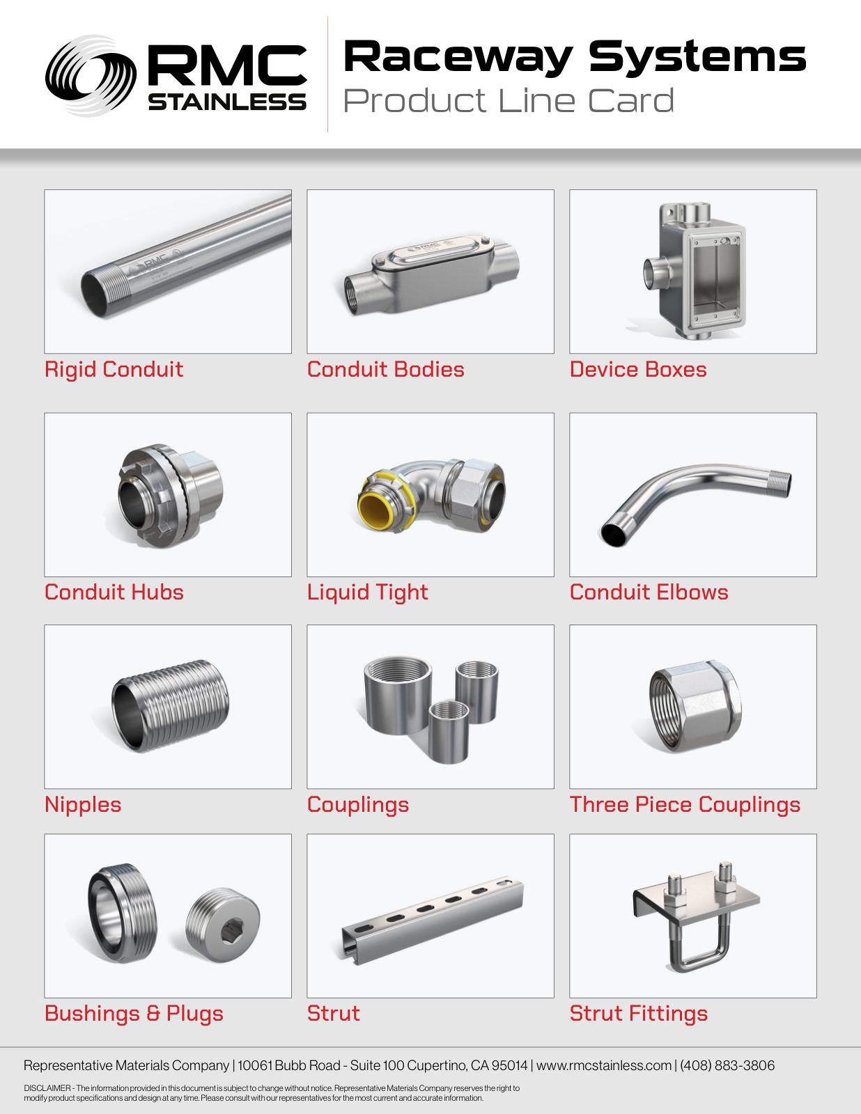 RMC Stainless Product Line Card